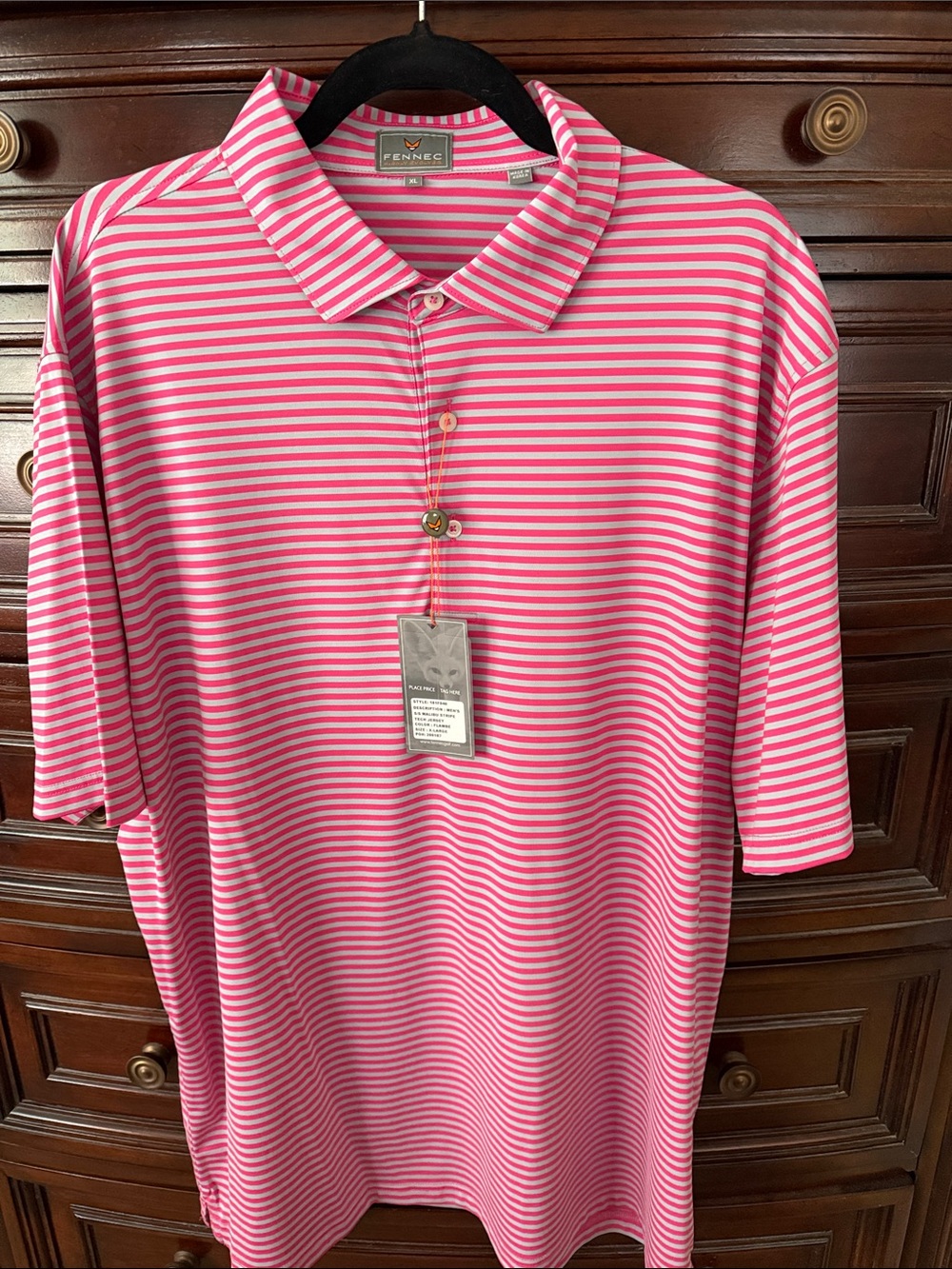 FENNEL Men’s Pink & White Striped Polo Shirt